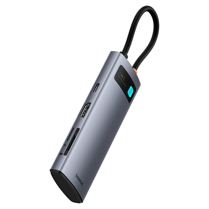 BASEUS - Baseus 7in1 HDMI-Hubb USB-C PD 4K 60Hz USB-C 3xUSB 3.0 SD microSD - Grå
