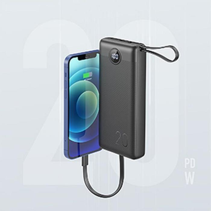 Veger - VEGER Powerbank 20000 mAh med Lightning/Typ-C/Micro-USB Kabel C20