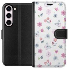 iSecrets - Pl&aring;nboksfodral till Samsung Galaxy S23 med Blommor och fj&auml;rillar