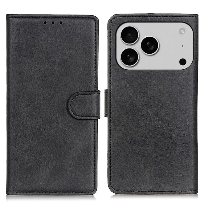 A-One Brand - iPhone 17 Pro Max Plånboksfodral Cowhide Texture - Svart