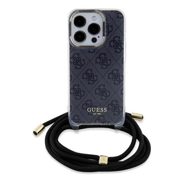 Guess - Guess iPhone 15 Pro Max Mobilskal Crossbody Cord Print - Svart