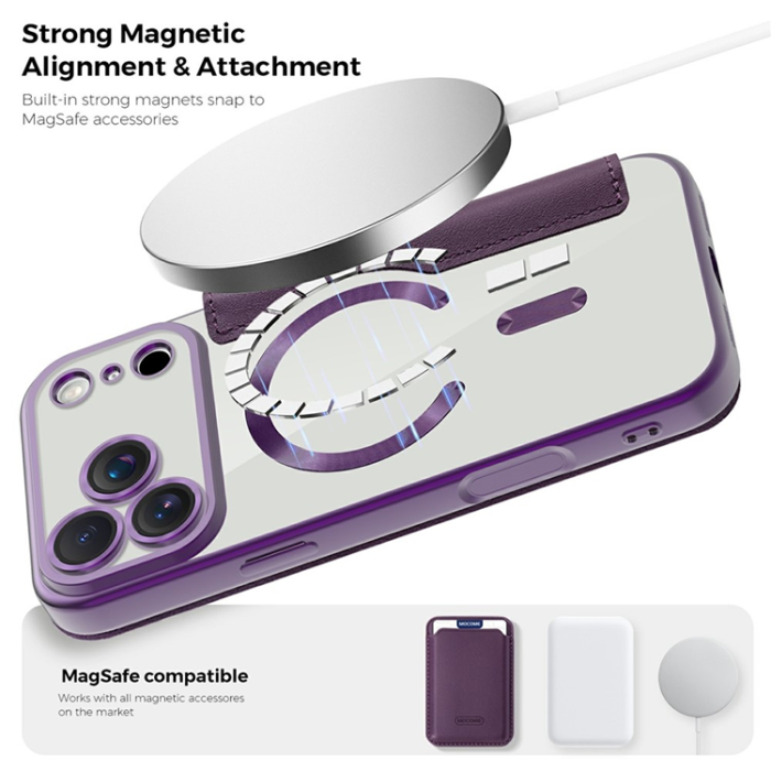 A-One Brand - iPhone 17 Pro Max Plånboksfodral MagSafe RFID - Mörklila