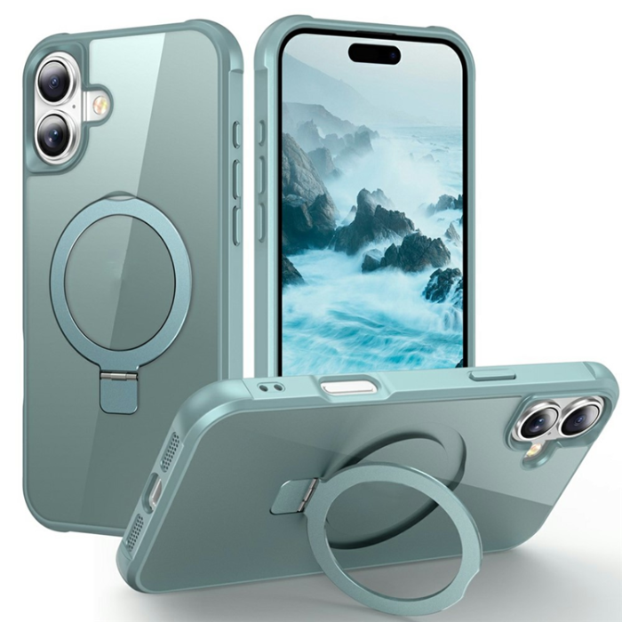 A-One Brand - iPhone 17 Mobilskal MagSafe TPU+PC Kickstand - Sjöblå