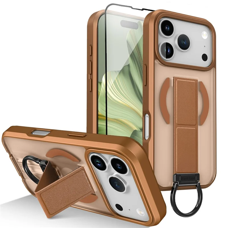 iPhone 17 Pro Mobilskal Magsafe Metal D-Ring Kickstand - Khaki (Brun) | 2353 | AlltMobil