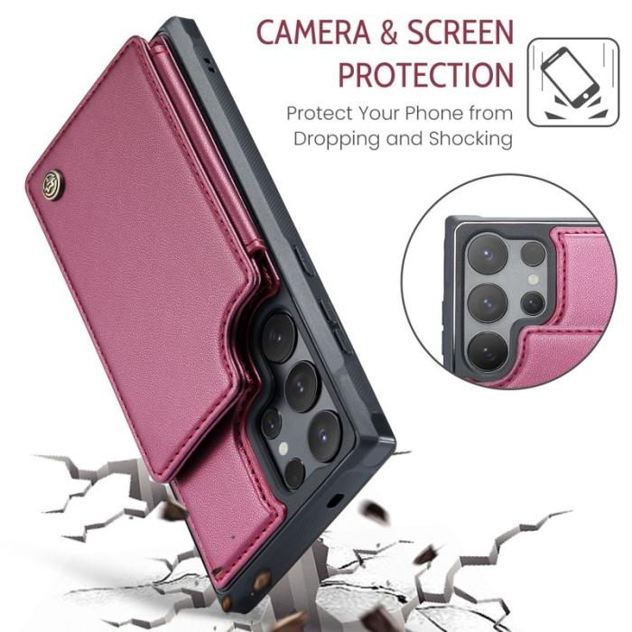 Caseme - CaseMe Mobilfodral för Samsung Galaxy S26 Ultra Konstläder RFID 5 kort - Röd