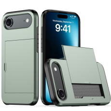 Amorus - AMORUS iPhone Air Mobilskal Med Glidande Korthållare - Armégrön