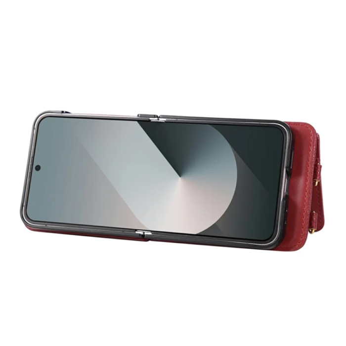 A-One Brand - Galaxy Z Flip 7 FE/Z Flip 6 Mobilskal Korthållare Kickstand Rhombus - Röd