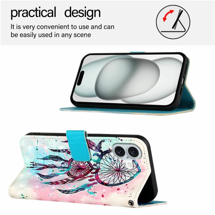 A-One Brand - iPhone 16 Plus Plånboksfodral Printing Pattern Med Rem
