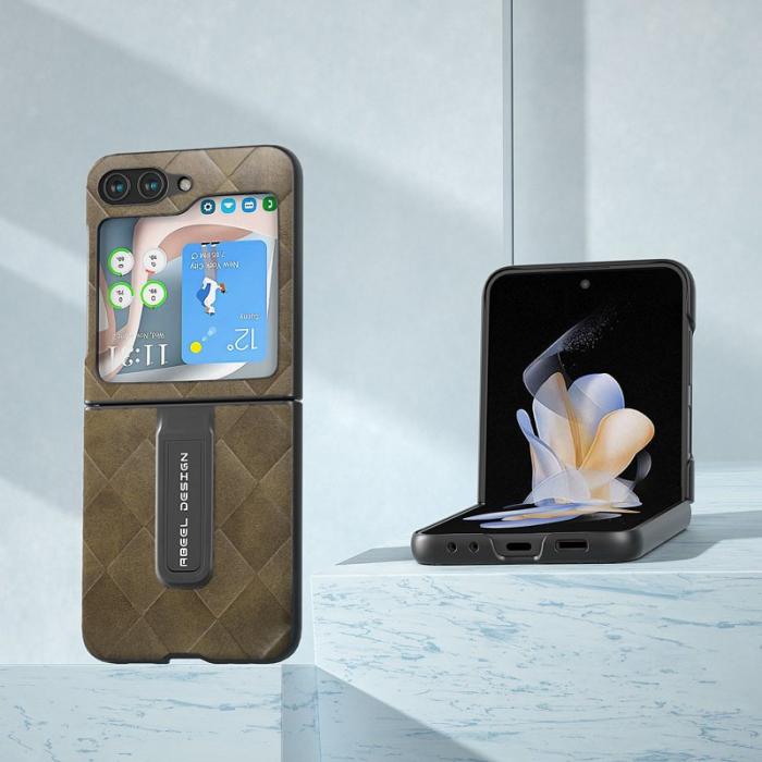 ABEEL - ABEEL Mobilskal till Samsung Galaxy Z Flip5 Kickstand PU Läder Grön