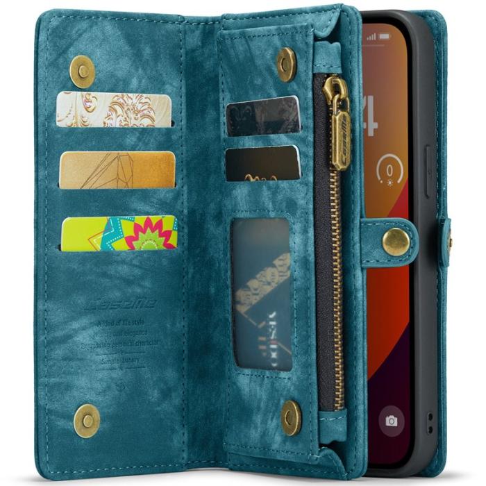Caseme - CASEME 008 iPhone 16 Pro Plånboksfodral Konstläder med Blå