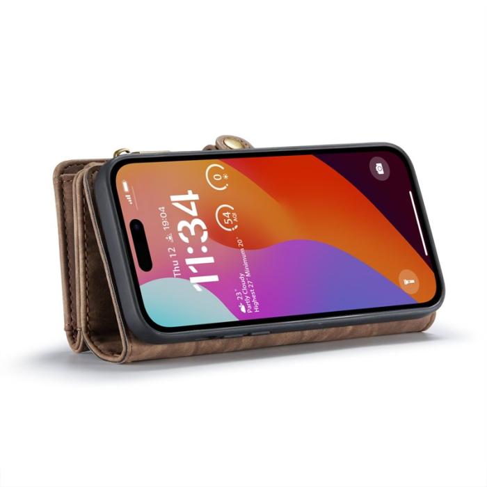 Caseme - CASEME 008 iPhone 16 Pro Plånboksfodral Konstläder med - Brun