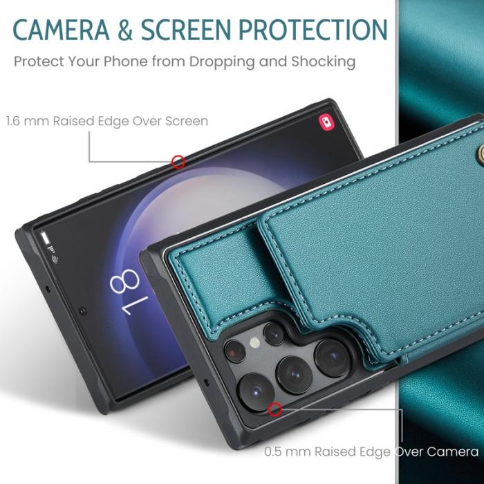 Caseme - CASEME C22 Samsung Galaxy S23 Ultra Fodral Konstläder Grön