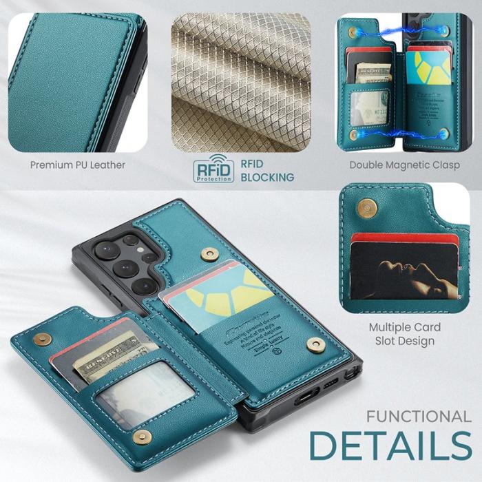 Caseme - CASEME C22 Samsung Galaxy S23 Ultra Fodral Konstläder Grön