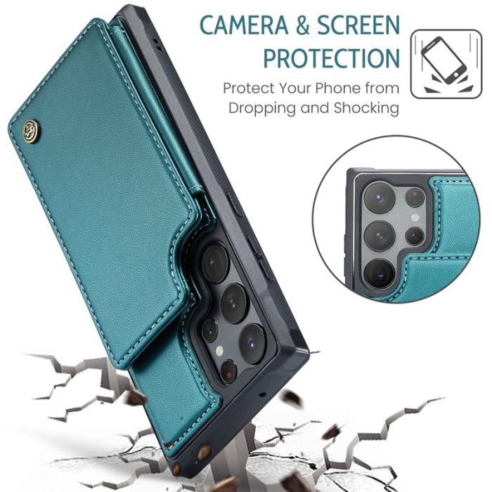 Caseme - CASEME C22 Samsung Galaxy S23 Ultra Fodral Konstläder Grön