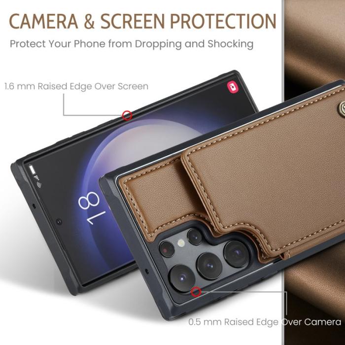 Caseme - CASEME C22 Samsung Galaxy S23 Ultra Fodral Konstläder brun