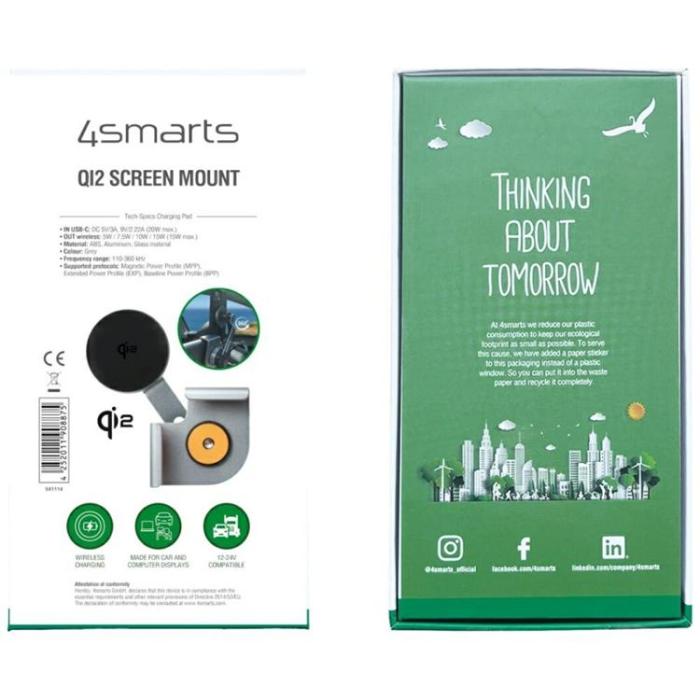 4smarts - 4smarts Qi2 Magnetiskt Skärmfäste för Mobil - Grå