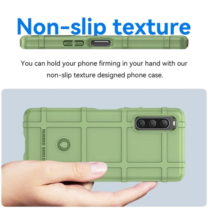 A-One Brand - Sony Xperia 10 V Mobilskal Rugged Square Grid - Grön