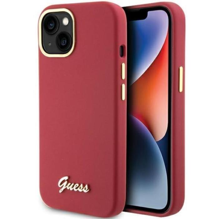 Guess - Guess iPhone 15 Mobilskal Silikon Script Metal Logo Frame
