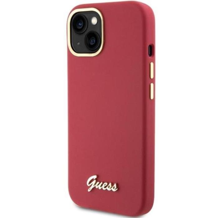 Guess - Guess iPhone 15 Mobilskal Silikon Script Metal Logo Frame