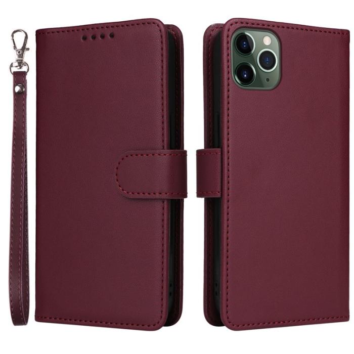 BETOPNICE - BETOPNICE iPhone 11 Pro Max Plånboksfodral - Detachable Konstläder- Vinröd