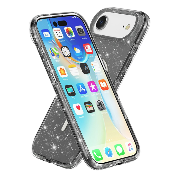 A-One Brand - iPhone 17 Air Mobilskal MagSafe Puderglitter - Svart