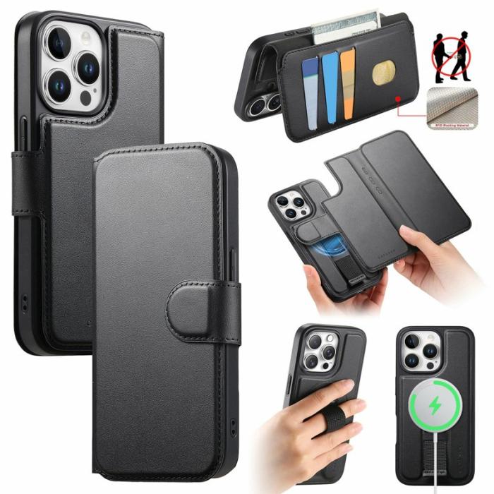 CASENEO - CASENEO iPhone 14 Pro Max Plånboksfodral Konstläder - Svart