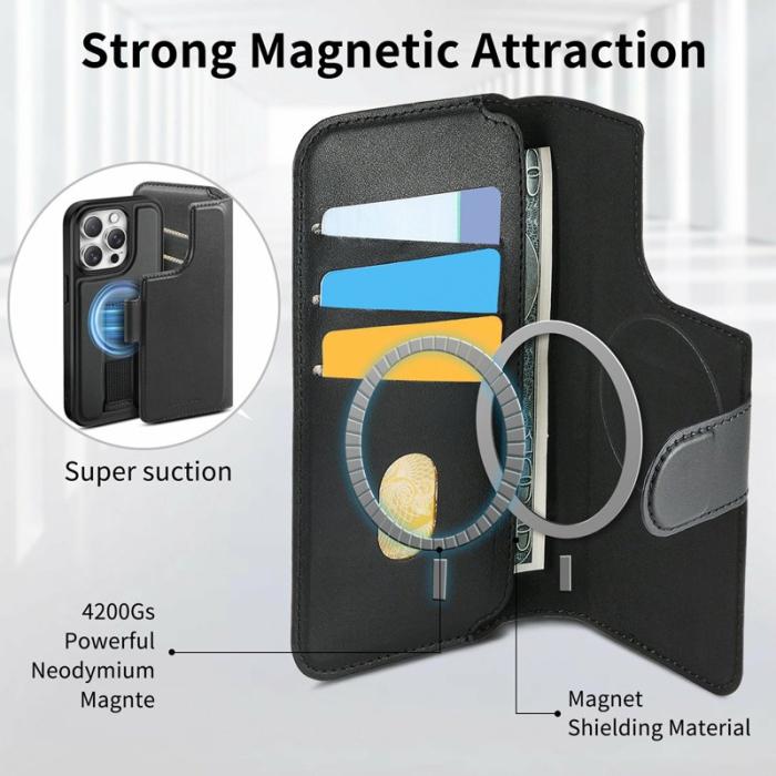 CASENEO - CASENEO iPhone 14 Pro Max Plånboksfodral Konstläder - Svart