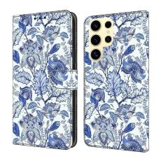 OEM - Samsung Galaxy S26 Ultra Pl&aring;nboksfodral Konstl&auml;der M&ouml;nstertryck - Bl&aring; Blomma