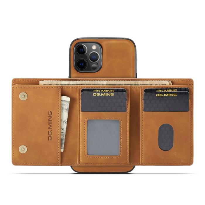 DG.MING - DG.MING M1 Series Plånboksfodral Konstläder TPU för iPhone 13 Pro - Brun