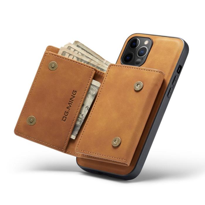 DG.MING - DG.MING M1 Series Plånboksfodral Konstläder TPU för iPhone 13 Pro - Brun