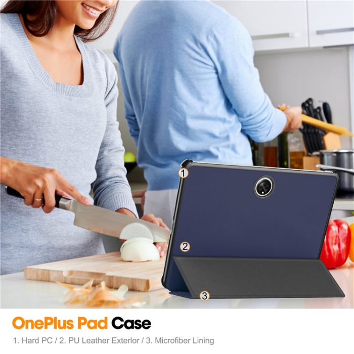 A-One Brand - OnePlus Pad Fodral Smart Tri-Fold Stand PU-Läder - Blå