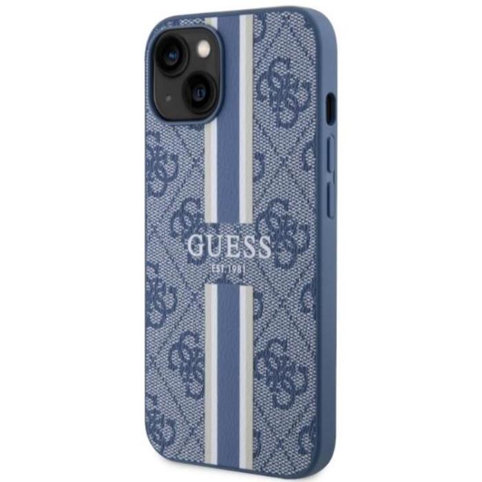 Guess - Guess iPhone 14 Plus Mobilskal MagSafe Printed Stripes Blå