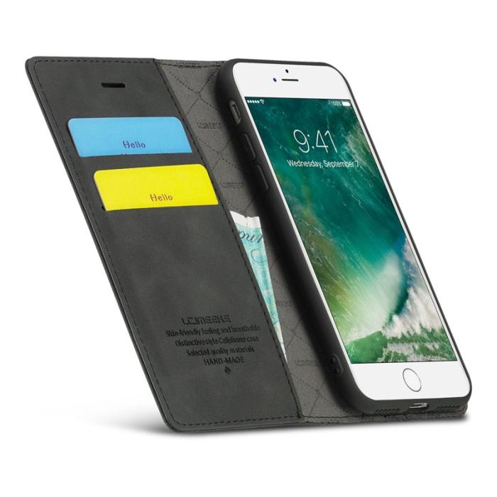 LC.imeeke - LC.IMEEKE Mobilskal till iPhone 7/8/SE (2020)/SE (2022) KonstLäder - Svart