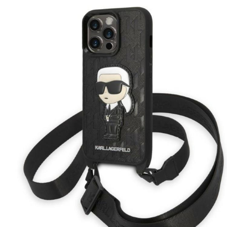 Karl Lagerfeld iPhone 14 Pro Skal med halsband Ikonik Patch - Svart | 2353 | AlltMobil
