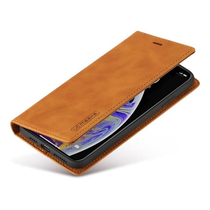 LC.imeeke - LC.IMEEKE Mobilskal till iPhone XS Max KonstLäder - Brun