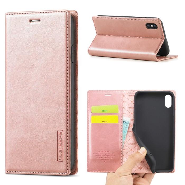 LC.imeeke - LC.IMEEKE Mobilskal till iPhone XS Max KonstLäder - Roséguld