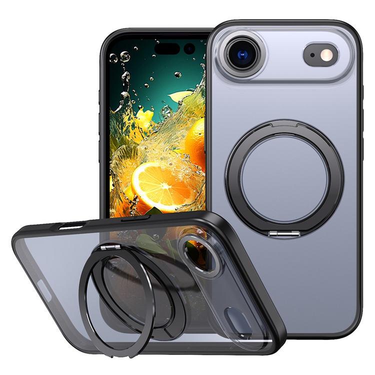 iPhone Air Mobilskal Ring Kickstand TPU PC Clear - Svart | 2353 | AlltMobil