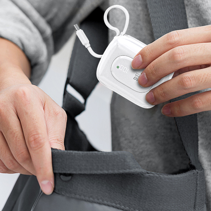 Dudao - Dudao Powerbank 10000mAh 22.5W med Inbyggda USB-C,Lightning Kablar K32