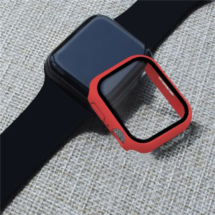 OEM - 2-i-1 Skal med Hädat glas Apple Watch 7/8 (45mm) - Röd
