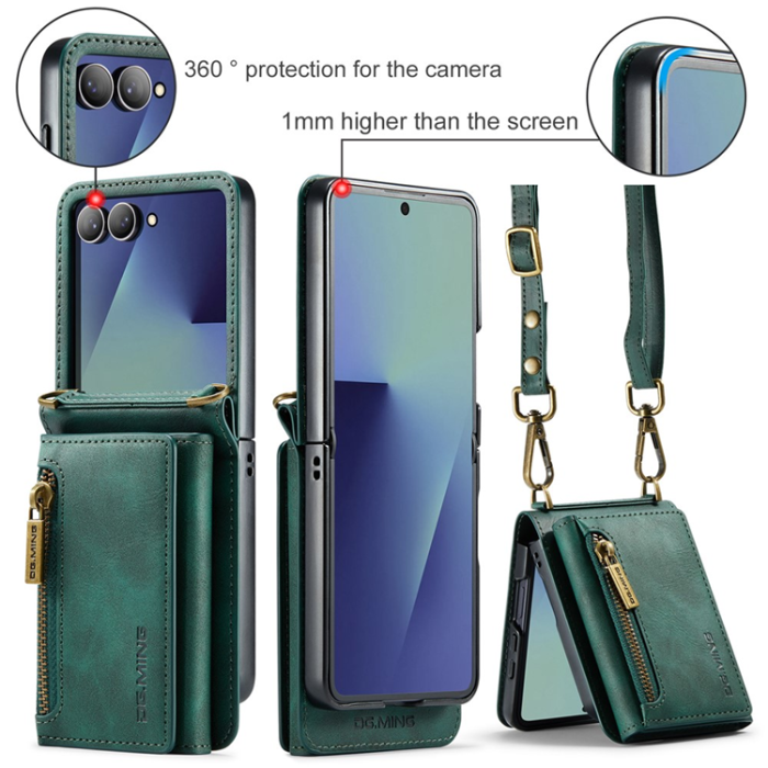 DG.MING - DG.MING Galaxy Z Flip 7 Mobilskal RFID Blocking M5 - Grön