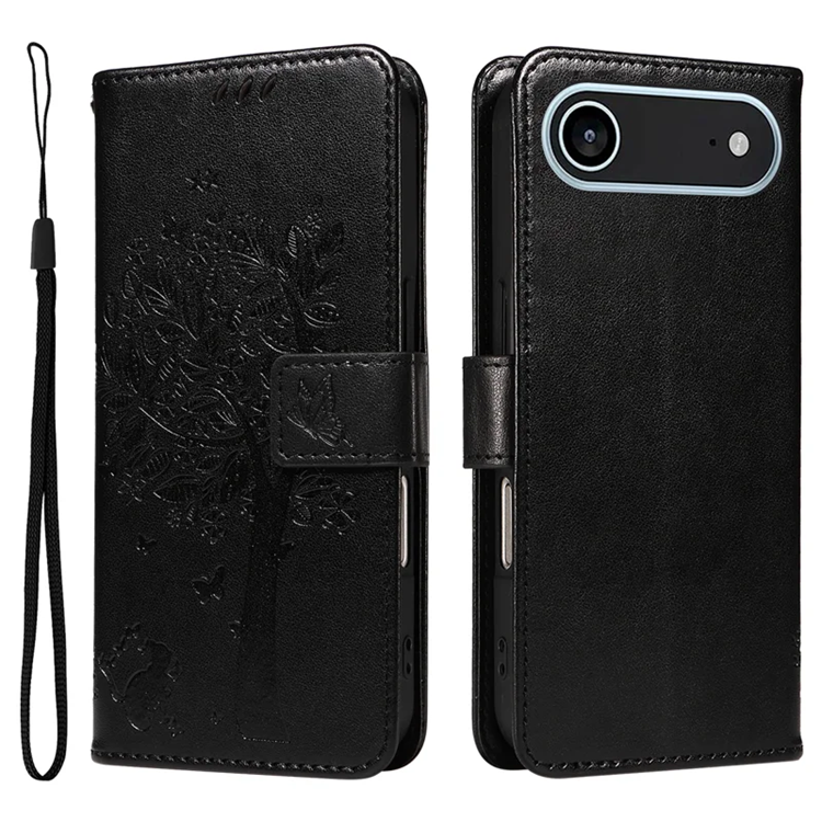 iPhone Air Konstläder Plånboksfodral Tree Pattern - Svart | 2353 | AlltMobil