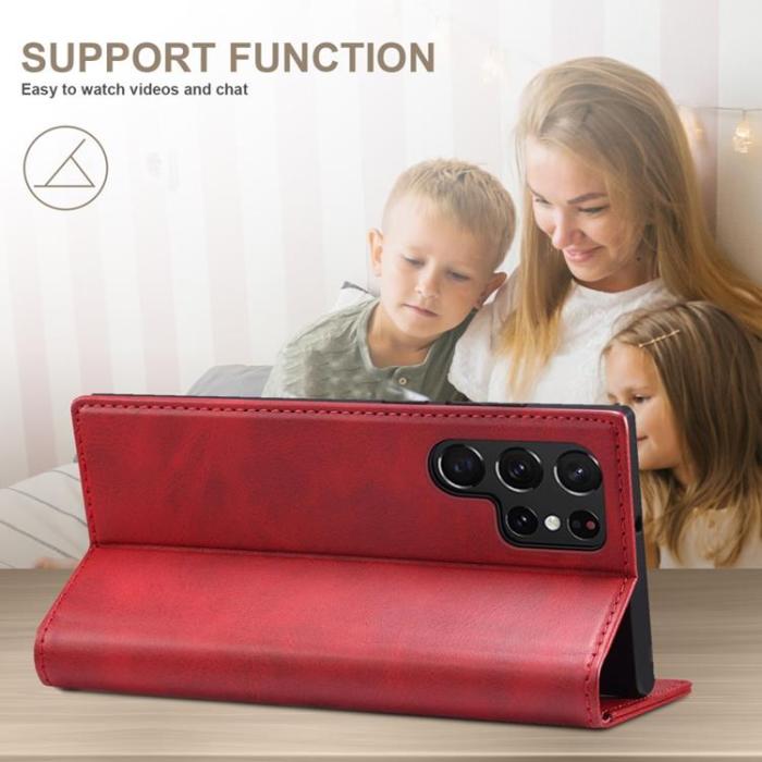 UTGATT1 - SUTENI Läder Fodral Galaxy S22 Ultra 5G - Röd