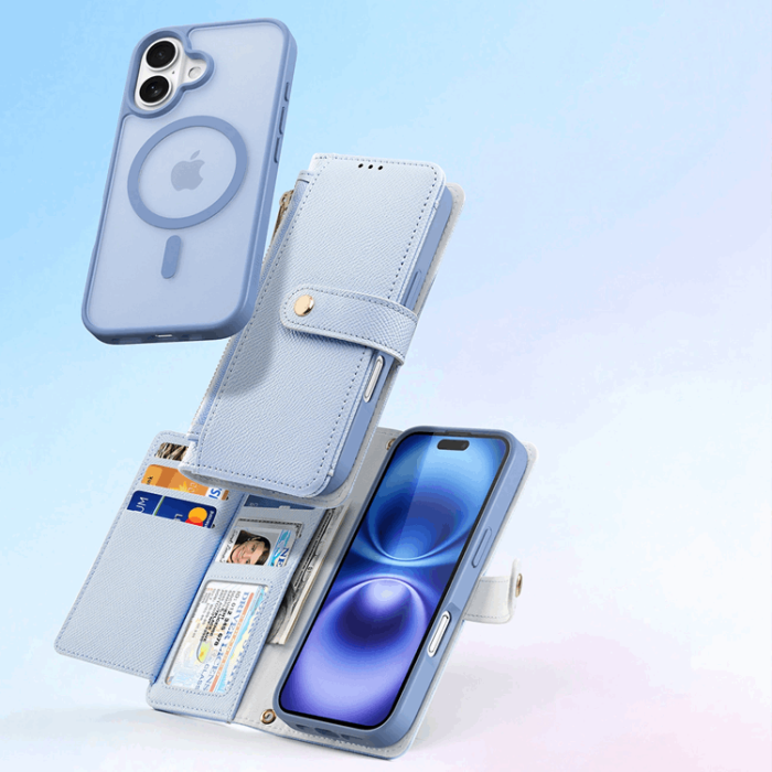 Dux Ducis - Dux Ducis iPhone 16 Plånboksfodral Lawa Läder - Blå