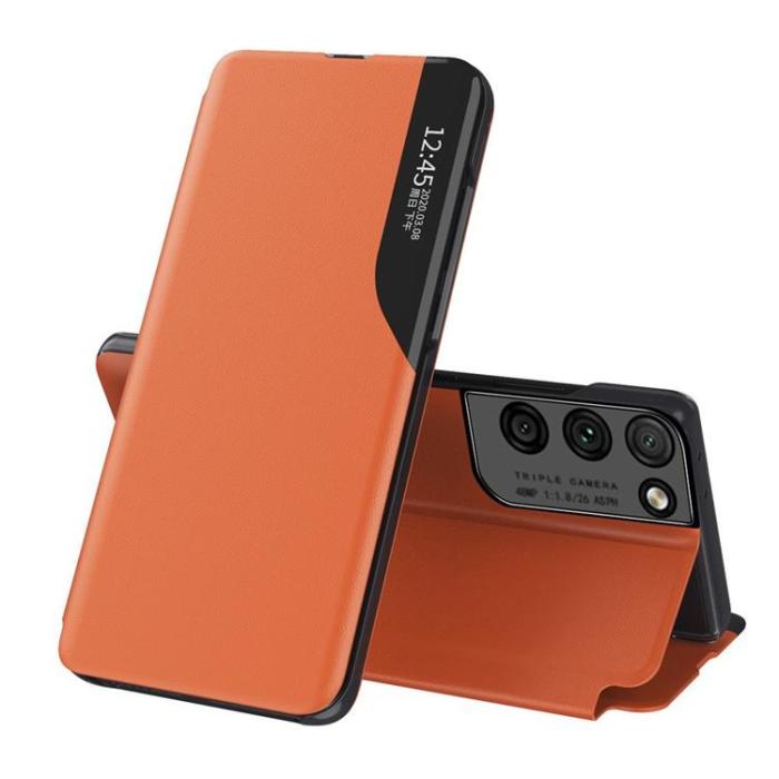 UTGATT1 - Eco Leather View Fodral Galaxy S21 Ultra - Orange