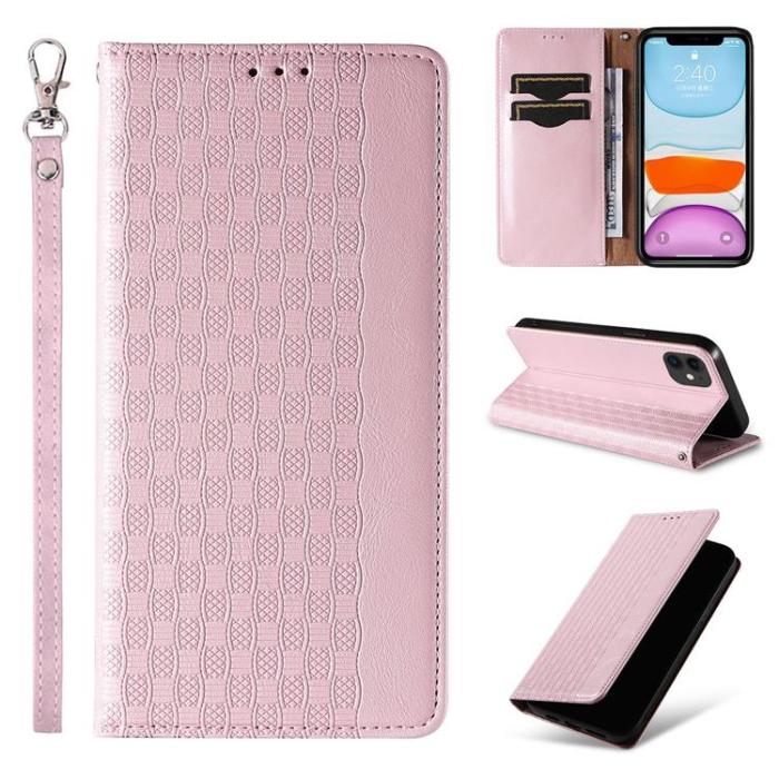 UTGATT1 - iPhone 13 Plånboksfodral Magnet Strap - Rosa