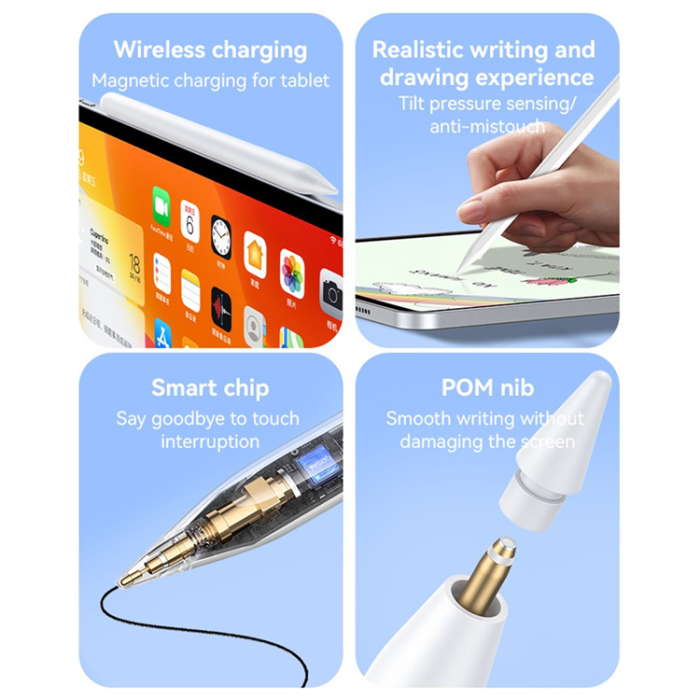 A-One Brand - YESIDO iPad Stylus Penna Trådlös Laddning Magnetisk Vit