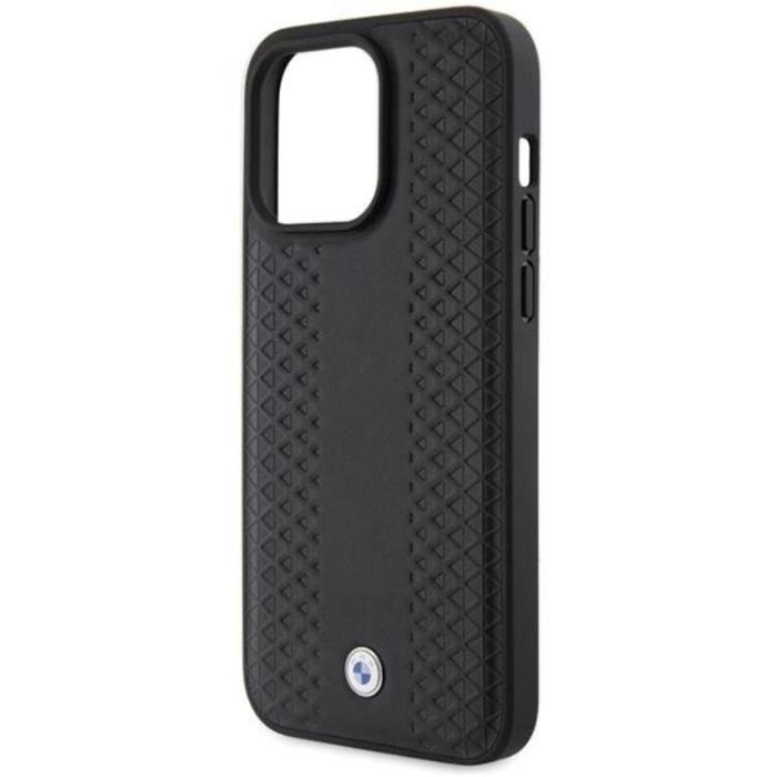 BMW - BMW iPhone 15 Pro Mobilskal Läder Diamond Pattern - Svart