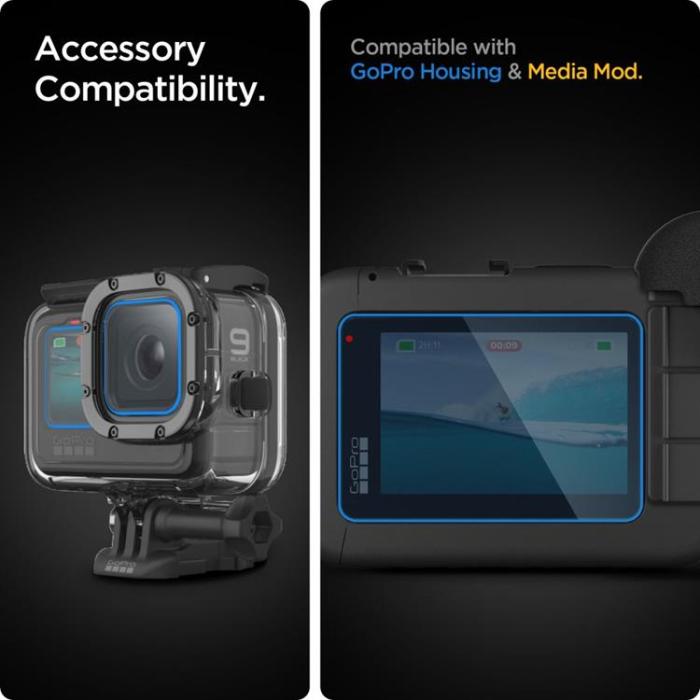 Spigen - [2-Pack] Spigen GoPro Hero 9/10/11/12 Härdat Glas Skärmskydd - Clear
