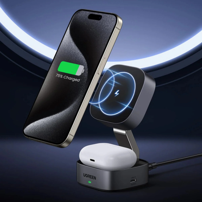 Ugreen - Ugreen 3-in-1 Trådlös Laddare Magsafe iPhone Apple Watch AirPods Qi - Svart