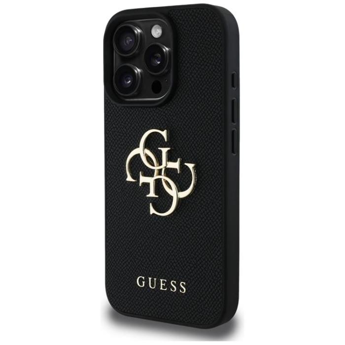 Guess - Guess iPhone 16 Pro Max Mobilskal Grained Big 4G Small Classic Logo - Svart